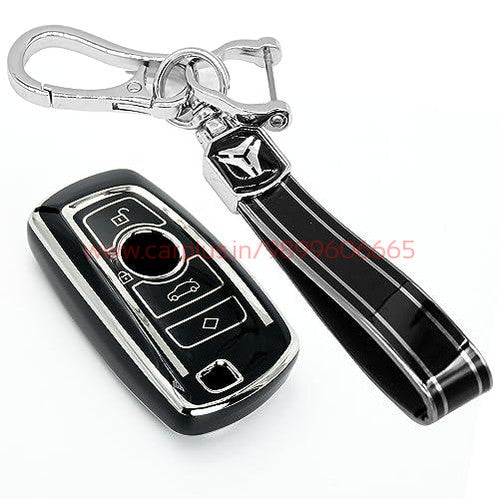 
                  
                    KMH - TPU Silver Car Key Cover Compatible with BMW Push Button Smart Key-TPU SILVER KEY COVER-KMH-KEY COVER-Black with Keychain-CARPLUS
                  
                