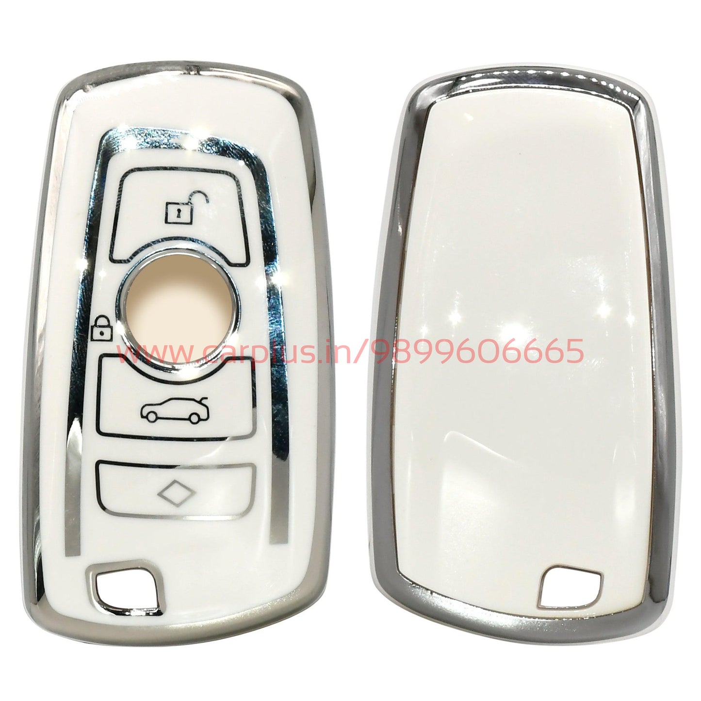 
                  
                    KMH - TPU Silver Car Key Cover Compatible with BMW Push Button Smart Key-TPU SILVER KEY COVER-KMH-KEY COVER-White-CARPLUS
                  
                