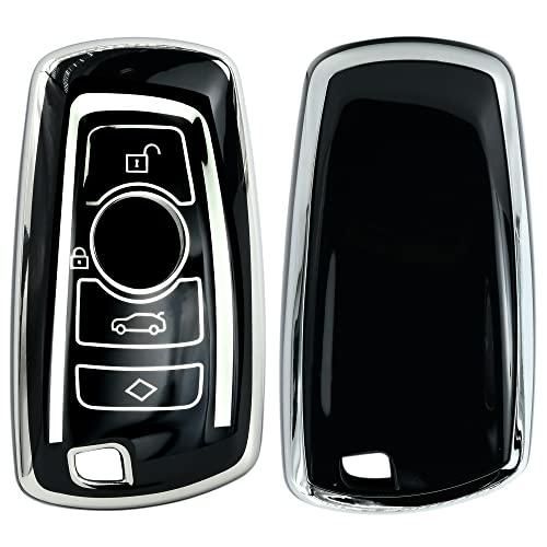 
                  
                    KMH - TPU Silver Car Key Cover Compatible with BMW Push Button Smart Key with Key Chain BMW Series 1 3 4 5 6 7 and BMW X3, BMW X4 M5 M6 GT3 GT5 (Black-2)-TPU SILVER KEY COVER-KMH-CARPLUS
                  
                