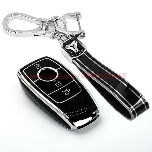 
                  
                    KMH - TPU Silver Car Key Cover Compatible with Benz E Series and S Series Smart Key 3 Button-TPU SILVER KEY COVER-KMH-KEY COVER-Black with Keychain-CARPLUS
                  
                