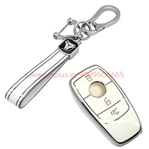 
                  
                    KMH - TPU Silver Car Key Cover Compatible with Benz E Series and S Series Smart Key 3 Button-TPU SILVER KEY COVER-KMH-KEY COVER-White with Keychain-CARPLUS
                  
                