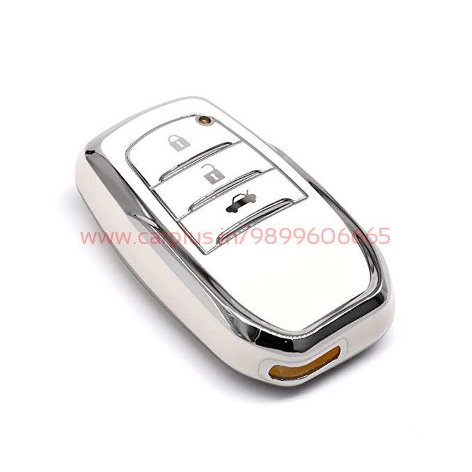 
                  
                    KMH - TPU Silver Car Key Cover Compatible with Compatible with Fortuner, Innova Crysta,Fortuner Facelift 2021, Fortuner Legender 2021 3 Button Smart Key Cover-TPU SILVER KEY COVER-KMH-KEY COVER-CARPLUS
                  
                