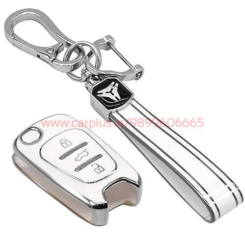 
                  
                    KMH - TPU Silver Car Key Cover Compatible with Hyundai i10, i20 (Old) 3 Push Button Smart Key-TPU SILVER KEY COVER-KMH-KEY COVER-White with Keychain-CARPLUS
                  
                
