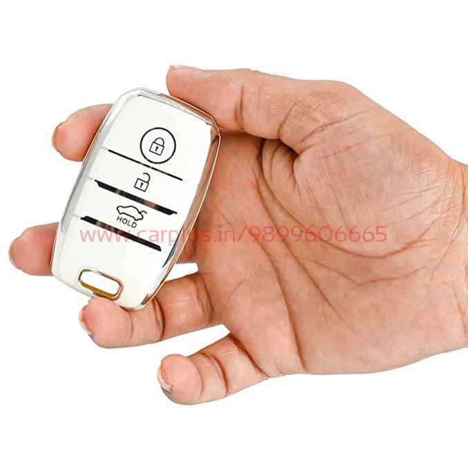 
                  
                    KMH TPU Silver Car Key Cover Compatible with Kia Seltos, Sonet, Carens 3 Button Push Start Car Key(White)-TPU SILVER KEY COVER-KMH-KEY COVER-CARPLUS
                  
                