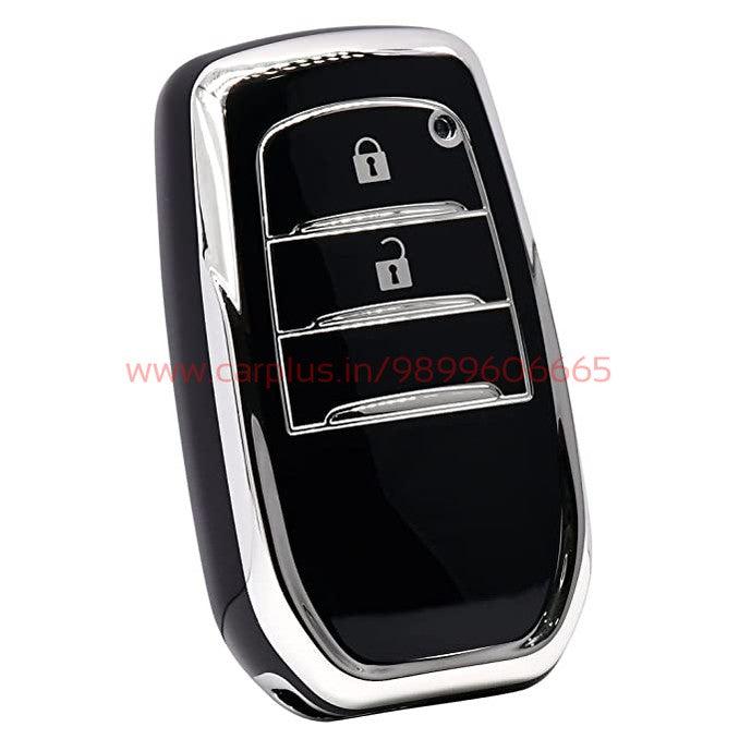 KMH - TPU Silver Car Key Cover Compatible with Toyota Innova Crysta 2 Button Smart Key Cover-TPU SILVER KEY COVER-KMH-KEY COVER-BLACK-CARPLUS