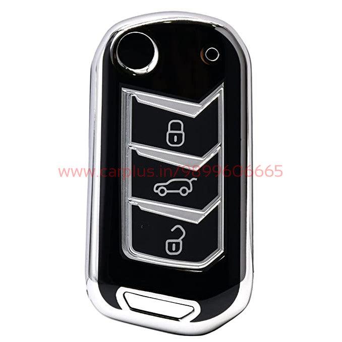 
                  
                    KMH - TPU Silver Car Key Cover Compatible with with Mahindra New Scorpio 2022, XUV 700, Thar 2020, Tuv-300, Marazzo, Scorpio 2019, Bolero 2020 3 Push Button Smart Key-TPU SILVER KEY COVER-KMH-KEY COVER-BLACK-CARPLUS
                  
                