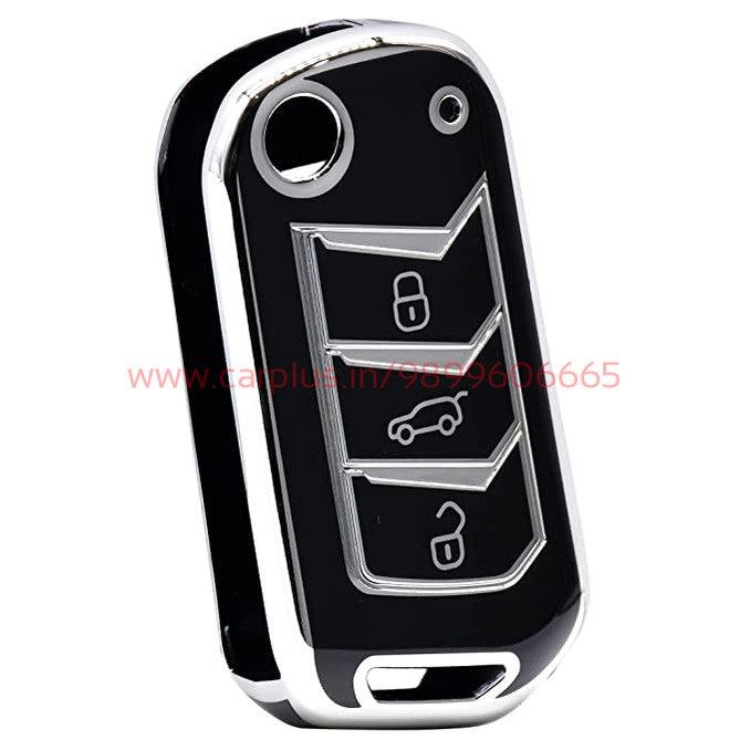 
                  
                    KMH - TPU Silver Car Key Cover Compatible with with Mahindra New Scorpio 2022, XUV 700, Thar 2020, Tuv-300, Marazzo, Scorpio 2019, Bolero 2020 3 Push Button Smart Key-TPU SILVER KEY COVER-KMH-KEY COVER-BLACK-CARPLUS
                  
                