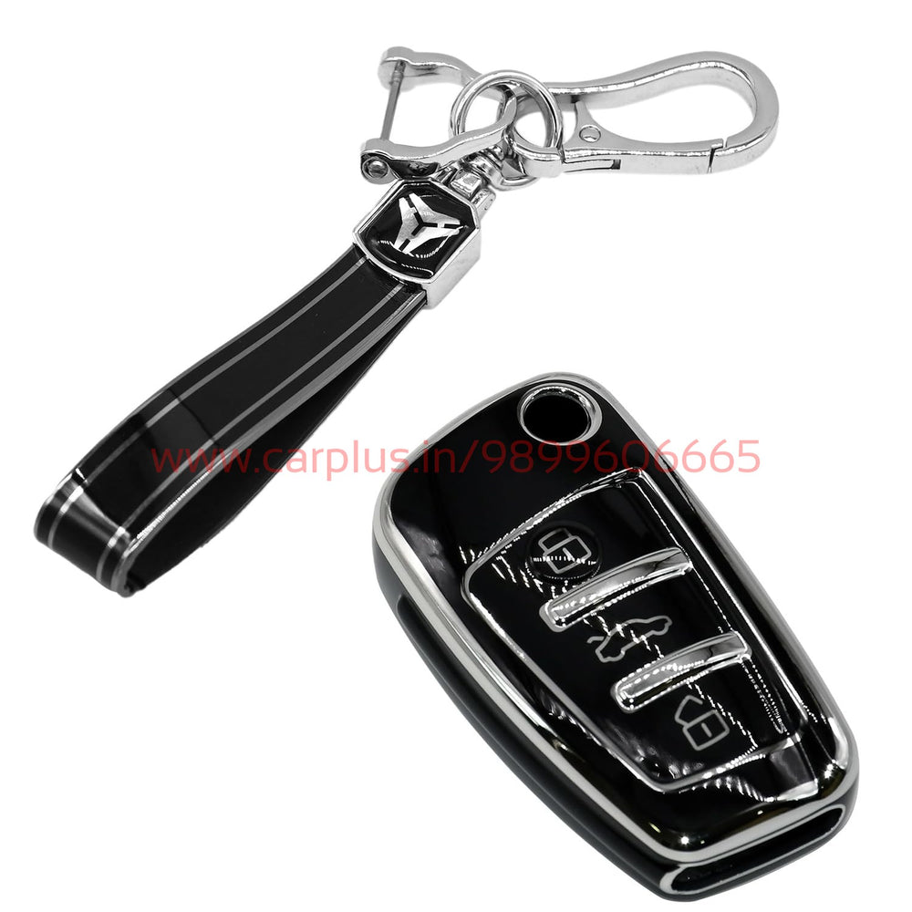 
                  
                    KMH TPU Silver White Car Key Cover Compatible with Audi A1 A3 A6 Q2 Q3 Q7 TT TTS R8 S3 S6 RS3 Smart Key Cover-TPU SILVER KEY COVER-KMH-KEY COVER-Black with Keychain-CARPLUS
                  
                