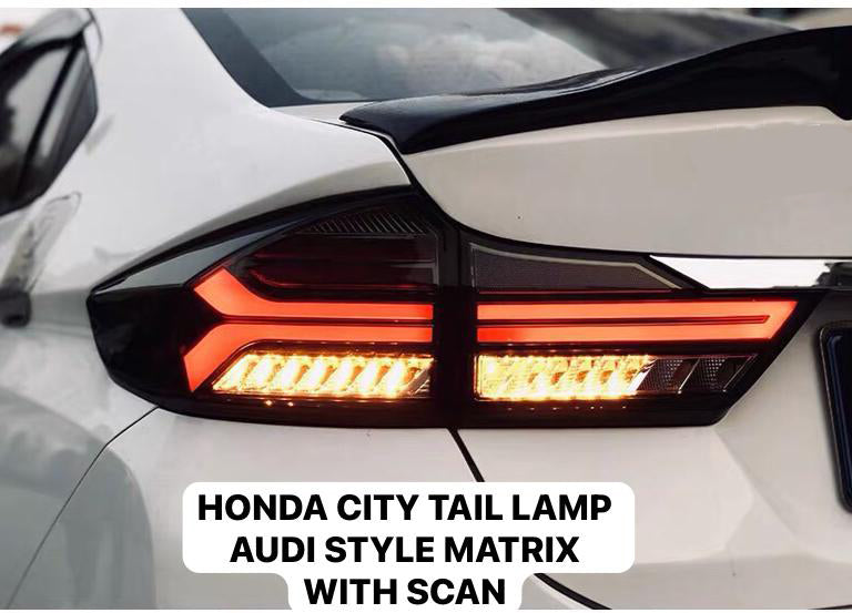 KMH Tail Lamp for Honda City (Audi Style Matrix with Scan)-AFTERMARKET TAIL LIGHT-KMH-CARPLUS