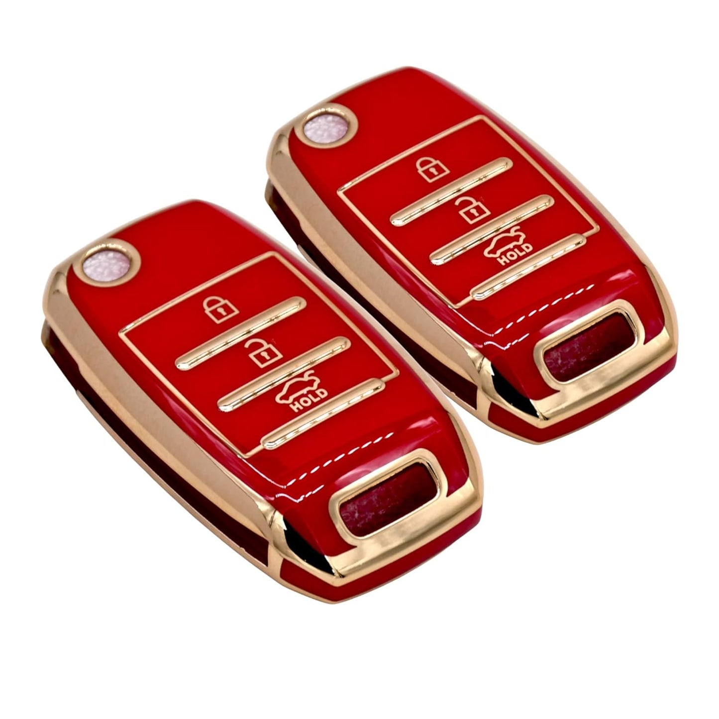 
                  
                    Kmh TPU Gold Key Cover For Kia D2 (KC-35)-KEY COVER - TPU GOLD-KMH-PACK OF 2-RED-CARPLUS
                  
                