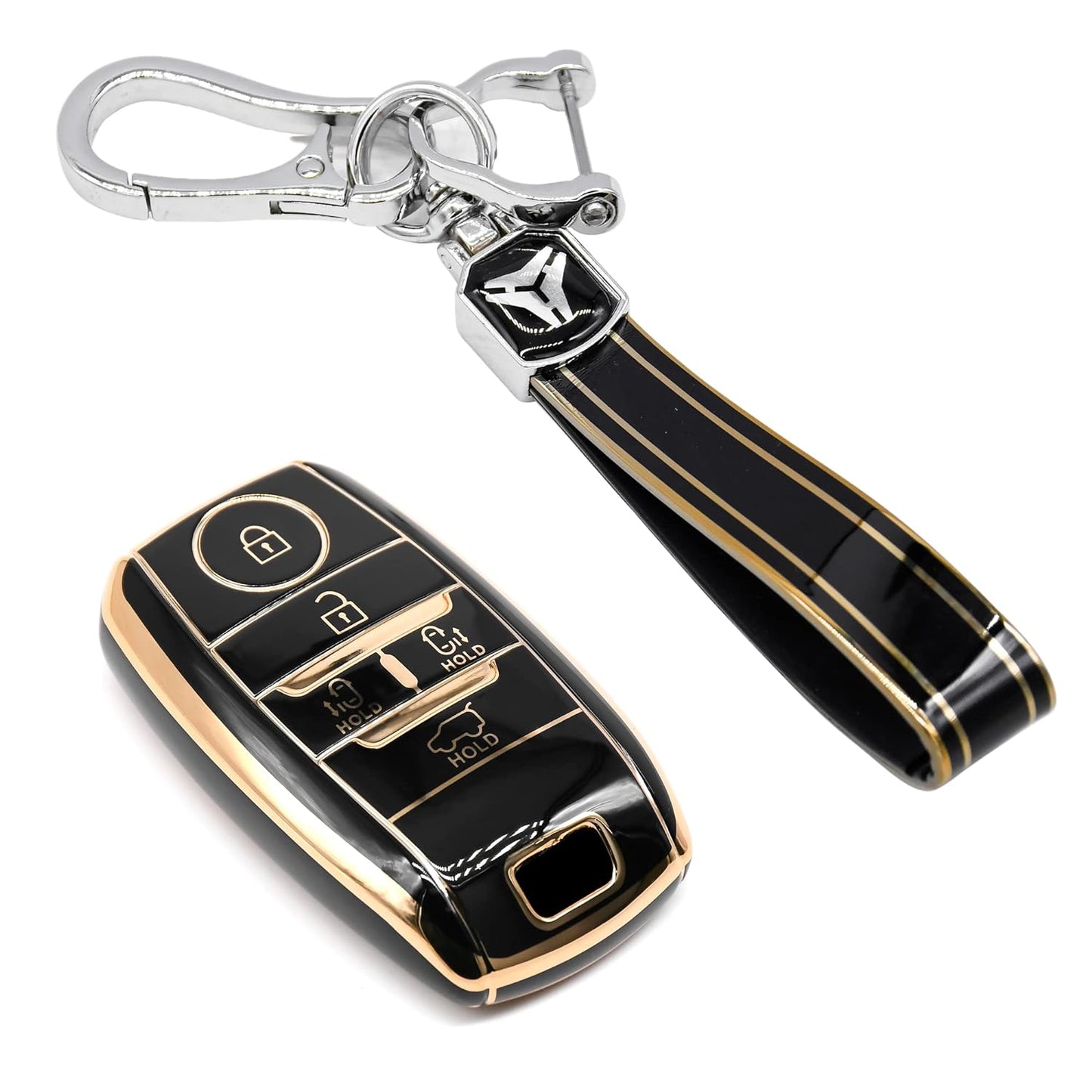 
                  
                    Kmh TPU Gold Key Cover For Kia D4 (KC-51)-KEY COVER - TPU GOLD-KMH-PACK OF 1 WITH 1 KEYRING-BLACK-CARPLUS
                  
                