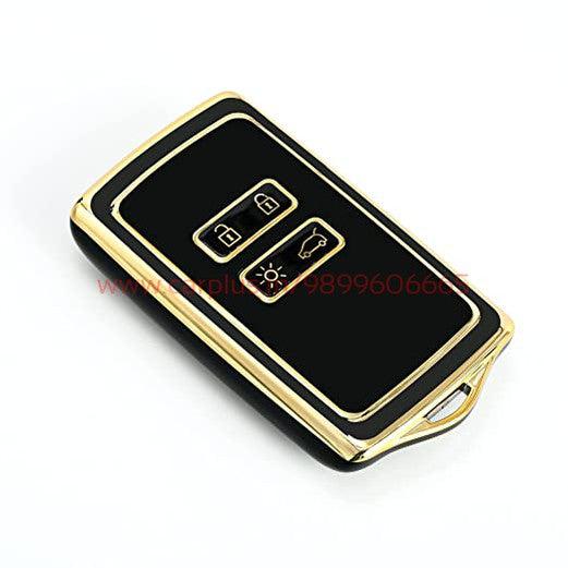 Kmh TPU Gold Key Cover For Renault D5 (KC-46)-KEY COVER - TPU GOLD-KMH-PACK OF 1-BLACK-CARPLUS