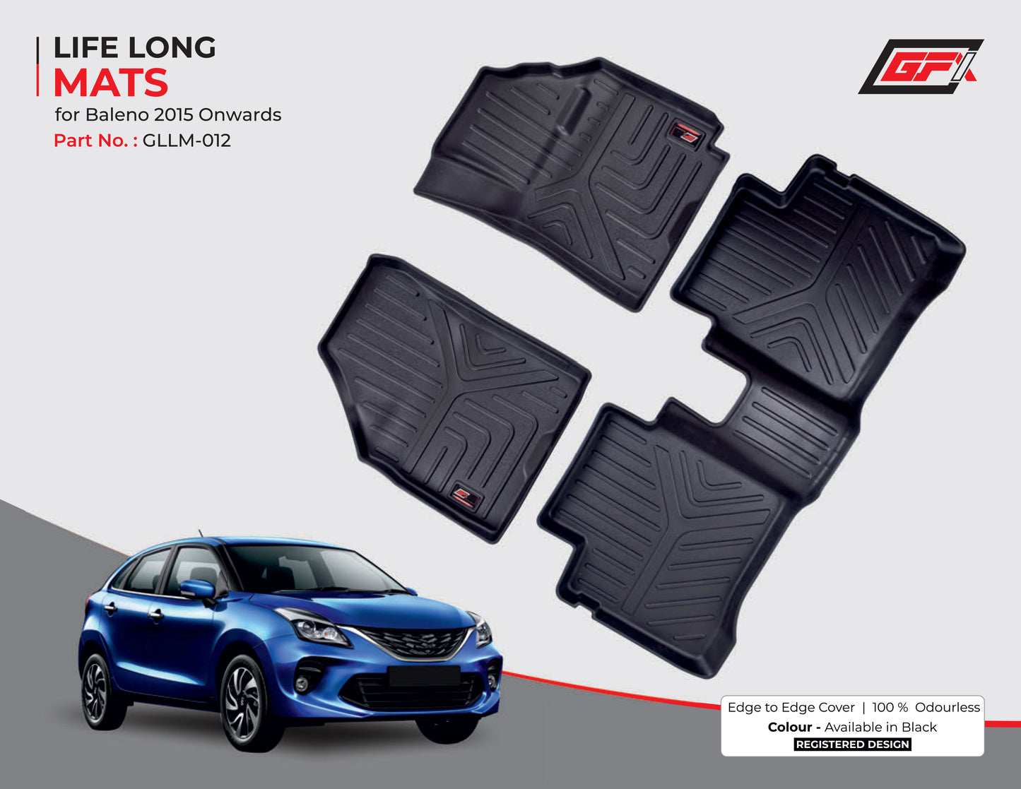 
                  
                    GFX Life Long Car Mats for Maruti Suzuki Baleno(2015 Onwards)/Toyota Glanza (2019 Onwards)/fronx-Black
                  
                