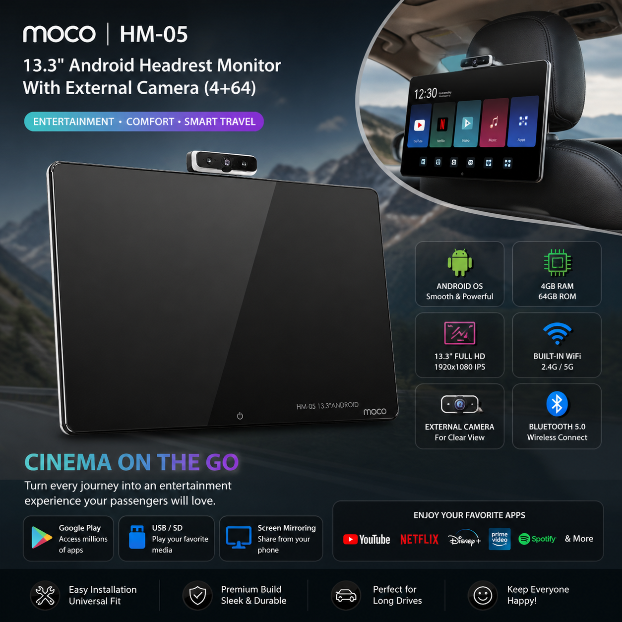 
                  
                    MOCO HM-05 13.3" Android Headrest Monitor With External Camera (4+64)-ANDROID MONITOR-MOCO-CARPLUS
                  
                