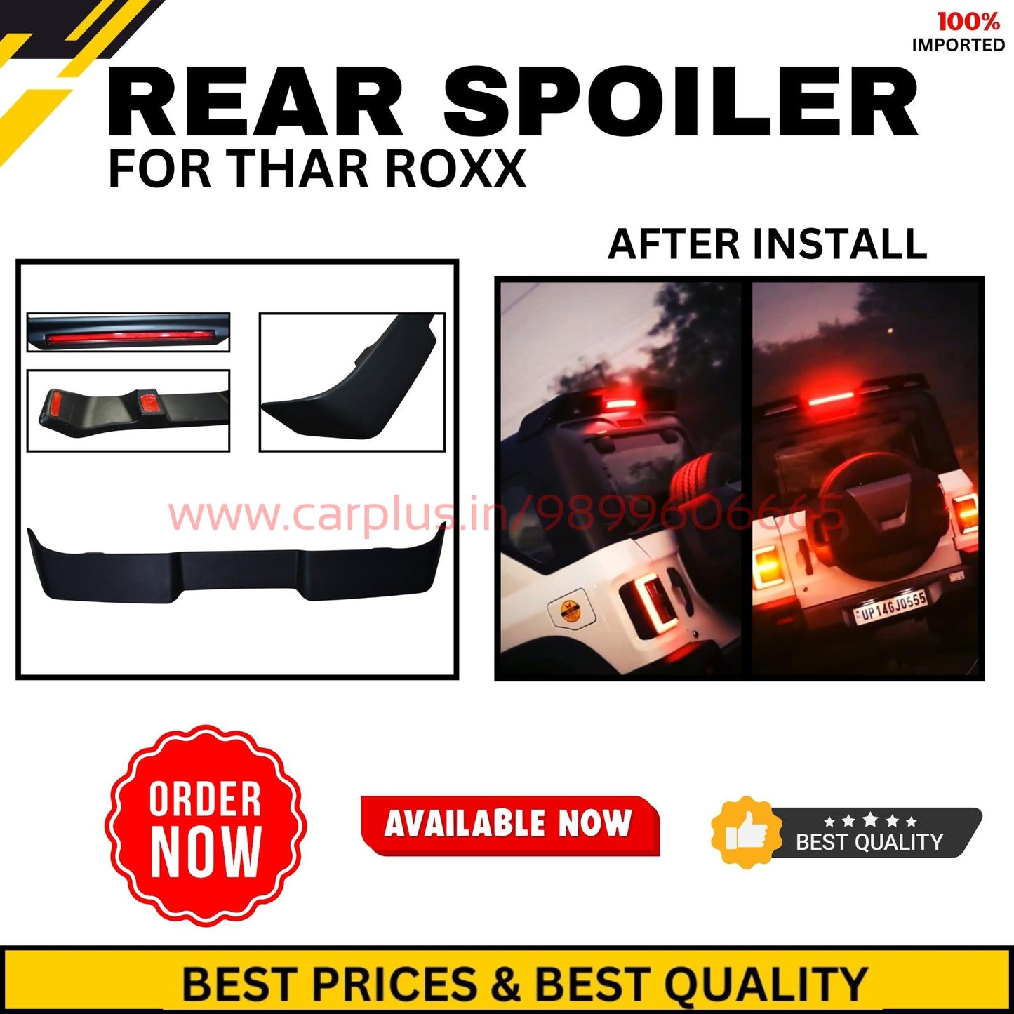 
                  
                    Rear Spoiler Matte Black With Light for Mahindra Thar ROXX-SPOILER-RETRO-CARPLUS
                  
                