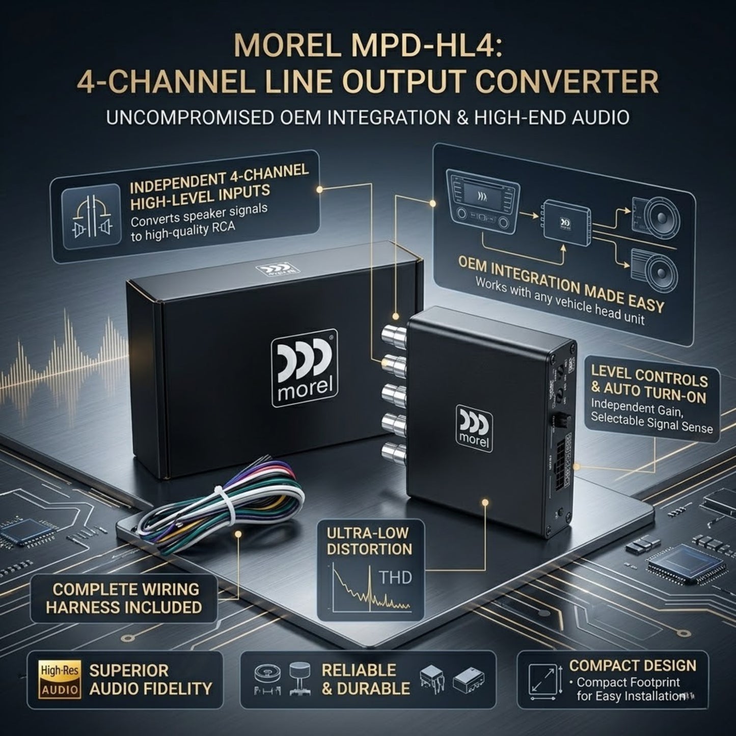 
                  
                    Morel 4-Channel Line Output Converter (MPD-HL4)-HI-LOW CONVERTER-MOREL-CARPLUS
                  
                