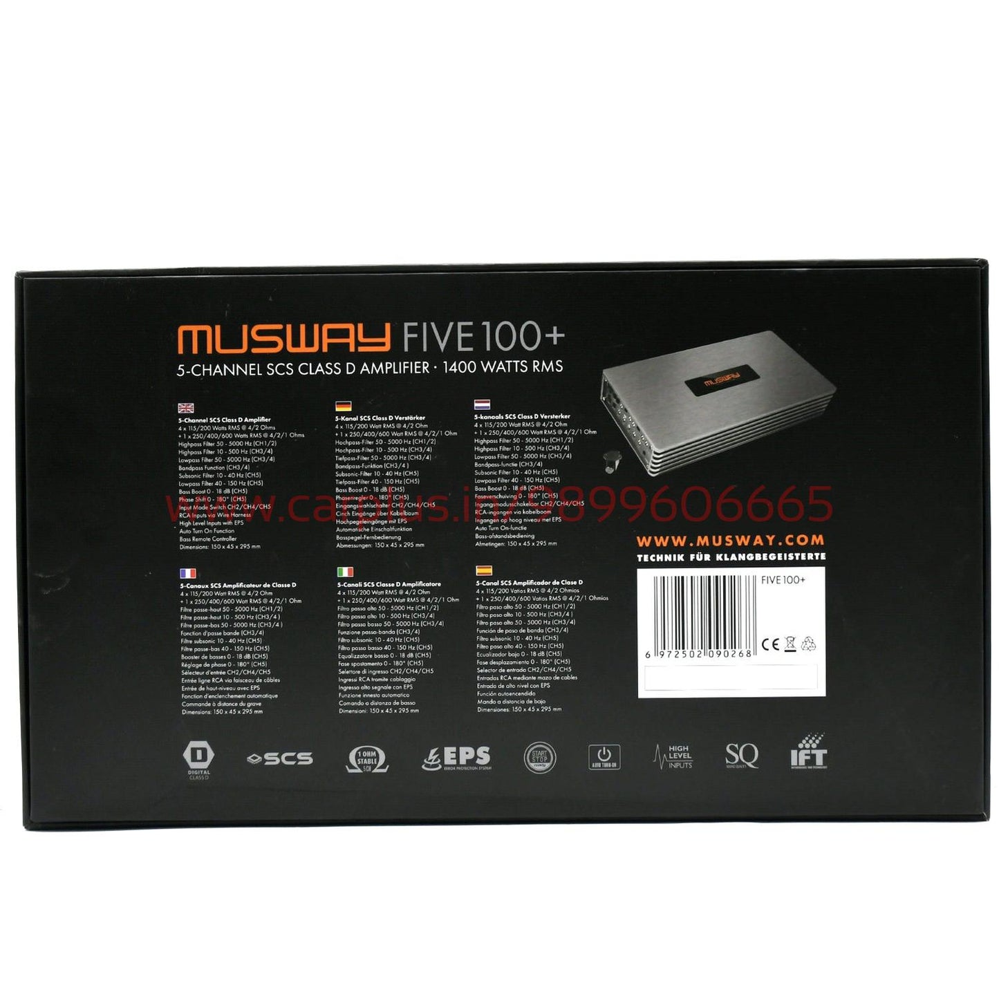 
                  
                    MUSWAY 5 Channel Full Range Class D Amplifier - (FIVE.100+)-DSP AMPLIFIER-MUSWAY-CARPLUS
                  
                