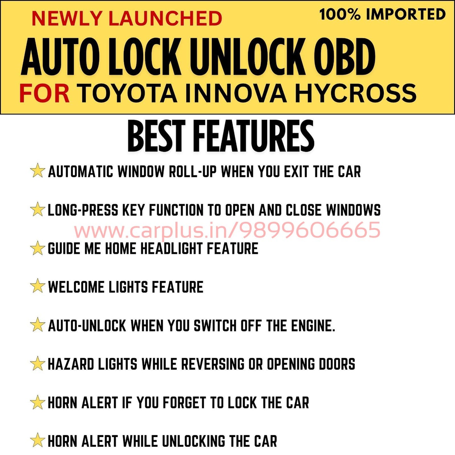 
                  
                    Auto Lock Unlock OBD for Toyota Innova Hycross-AUTO LOCK UNLOCK-RETRO-CARPLUS
                  
                