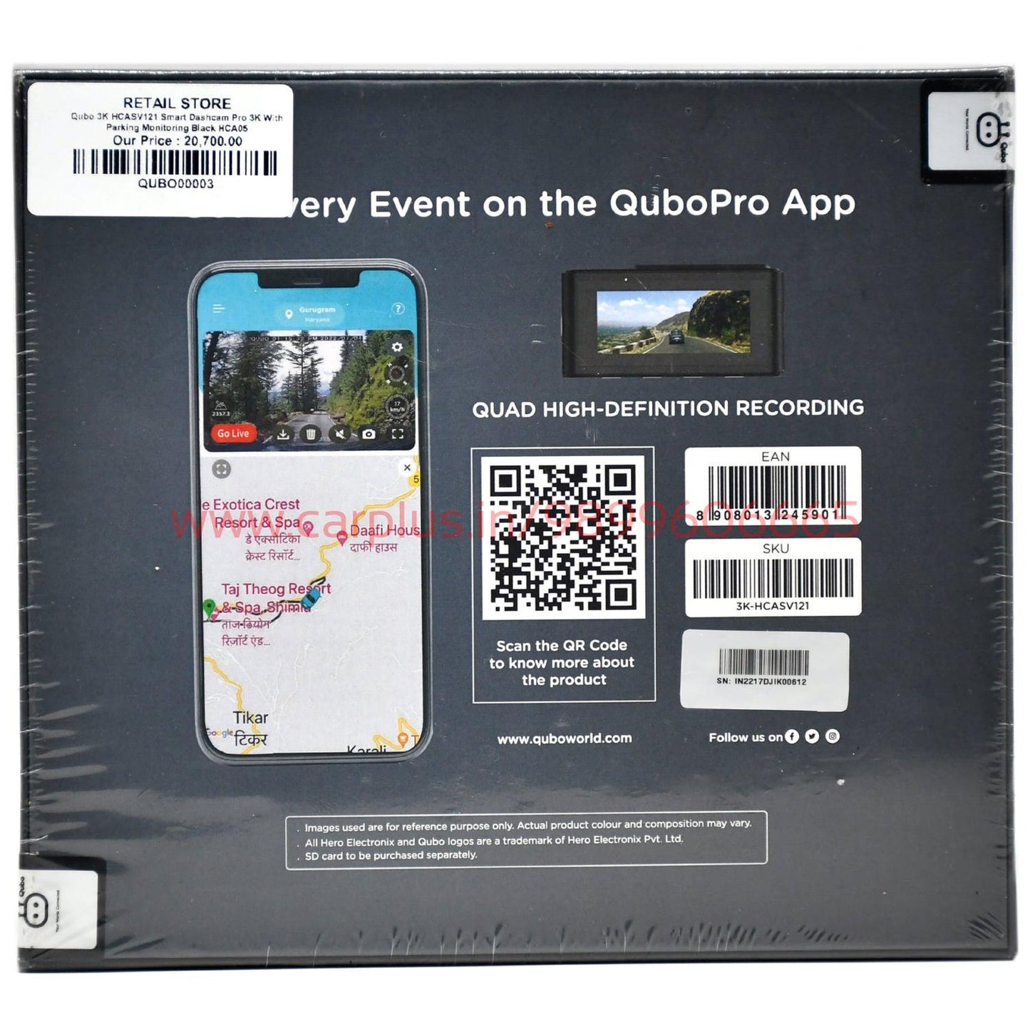 
                  
                    Qubo 3K-HCASV121 Smart Dashcam Pro 3K With Parking Monitoring (Black)-HCA05-CARPLUS-CARPLUS
                  
                
