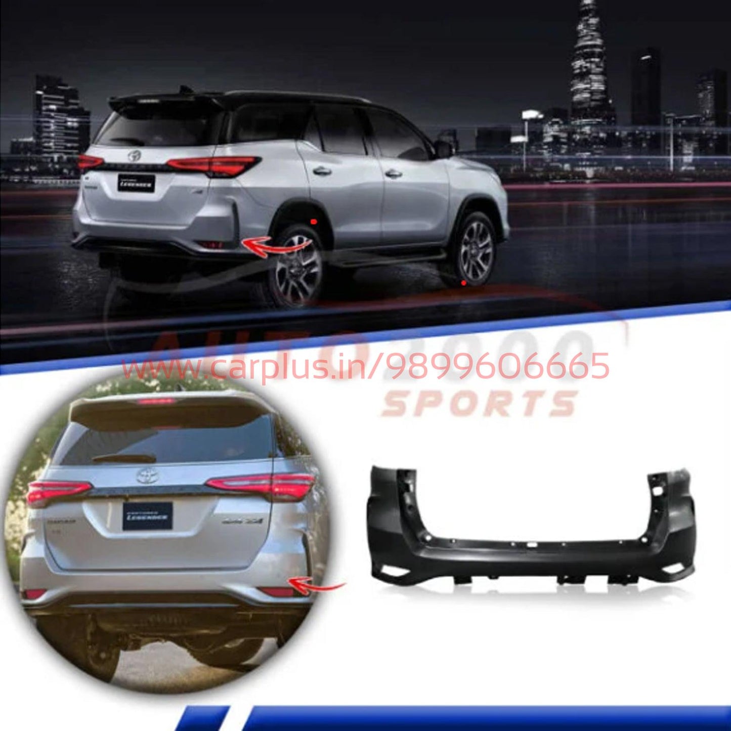 
                  
                    Fortuner Legender Rear Bumper-BODY KIT PARTS-RETRO SOLUTIONS-CARPLUS
                  
                