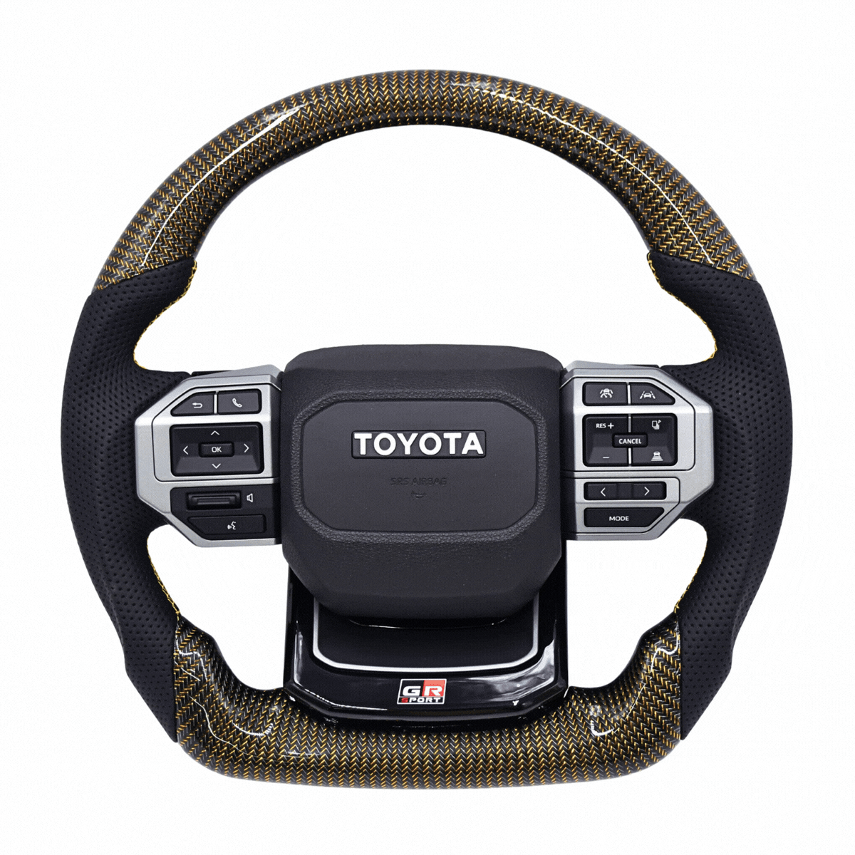 
                  
                    Steering Wheel for Toyota Fortuner ( LC 250 Inspired )-STEERING WHEEL-RETRO-Without Paddle Shifter-Real Carbon Fiber/Yellow-CARPLUS
                  
                