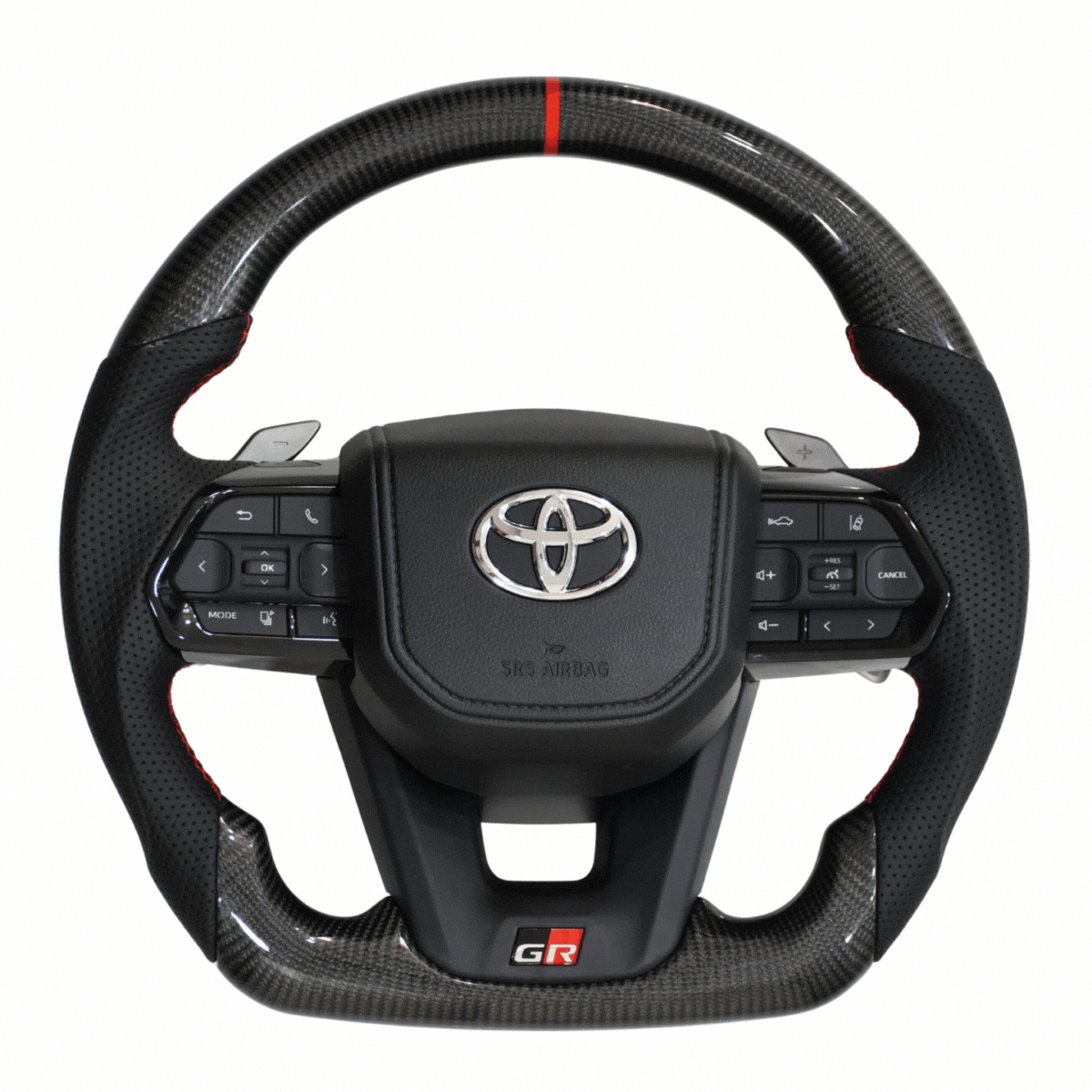 
                  
                    Steering Wheel for Toyota Crysta ( LC 300 Inspired )-STEERING WHEEL-RETRO-With Paddle Shifter-Real Carbon-CARPLUS
                  
                