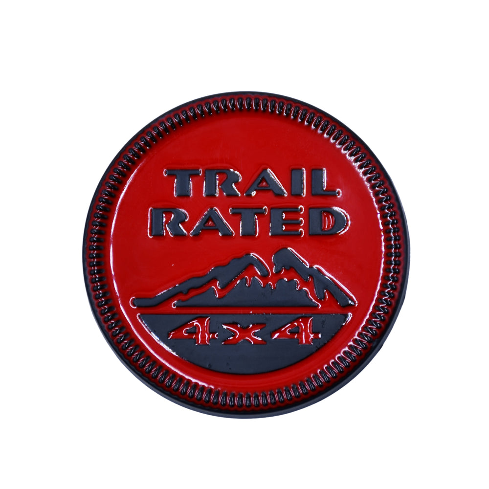 TRAIL RATED Round Emblem 3D Badge for Jeep Red & Black-BADGES-CARPLUS-CARPLUS