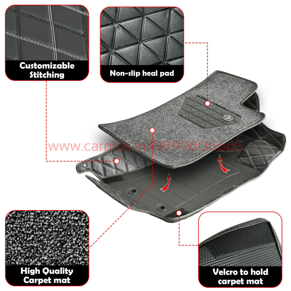 Top Gear 4D Pristine Coral Car Mats for Mahindra Thar III AT-Crown Black(UM-Pepper)-7D MATS-TOP GEAR-CARPLUS