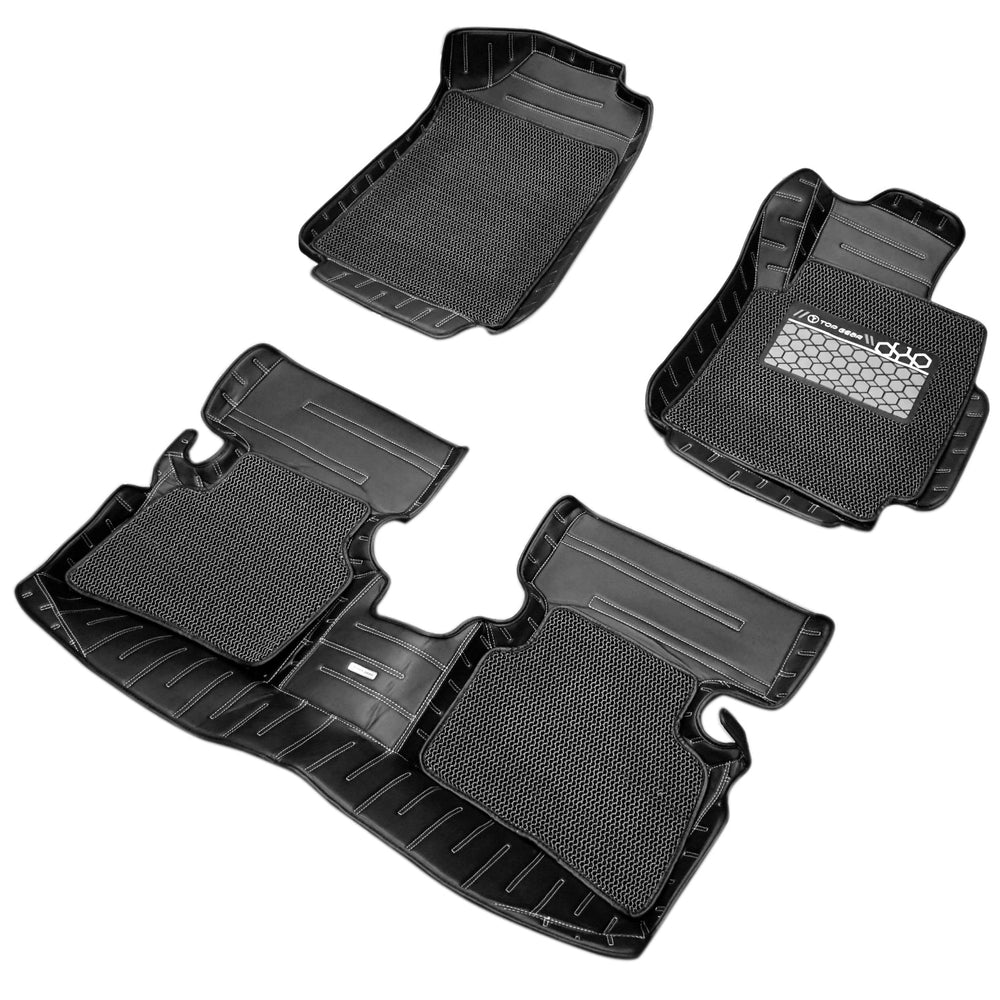 Top Gear 4D Rody HC Leatherite Car Mats for Hyundai Verna III-AT - Black ( HC-Silver // Black)-TOP GEAR-CARPLUS