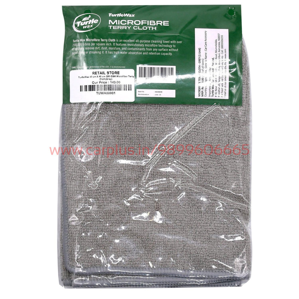 
                  
                    TurtleWax 40 cm X 40 cm 280 GSM Microfiber Terry Cloth(Grey)-TOWELS & MITTS-TURTLEWAX-CARPLUS
                  
                