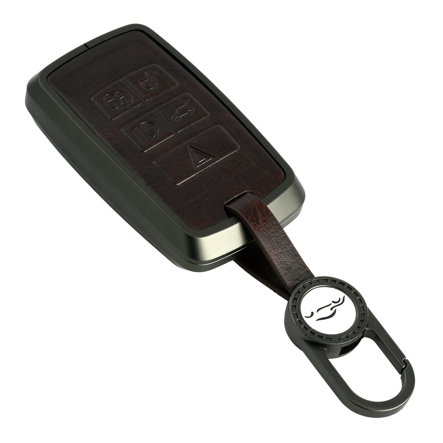 
                  
                    KMH Aluminium Alloy with Leather Car Key Cover Compatible for Range Rover Sport 2, Discovery, Evoque, Velar, Land Rover 5 Button Smart Key Cover
                  
                