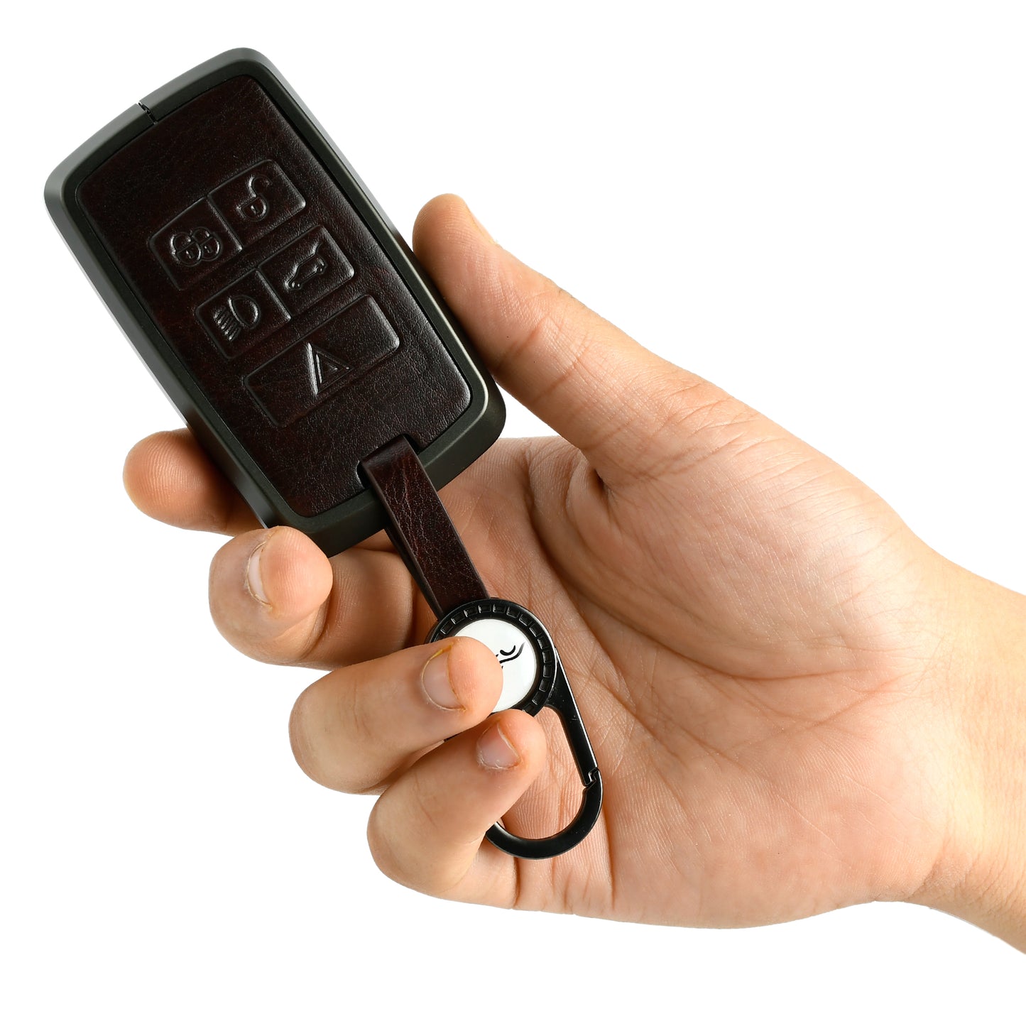
                  
                    KMH Aluminium Alloy with Leather Car Key Cover Compatible for Range Rover Sport 2, Discovery, Evoque, Velar, Land Rover 5 Button Smart Key Cover
                  
                