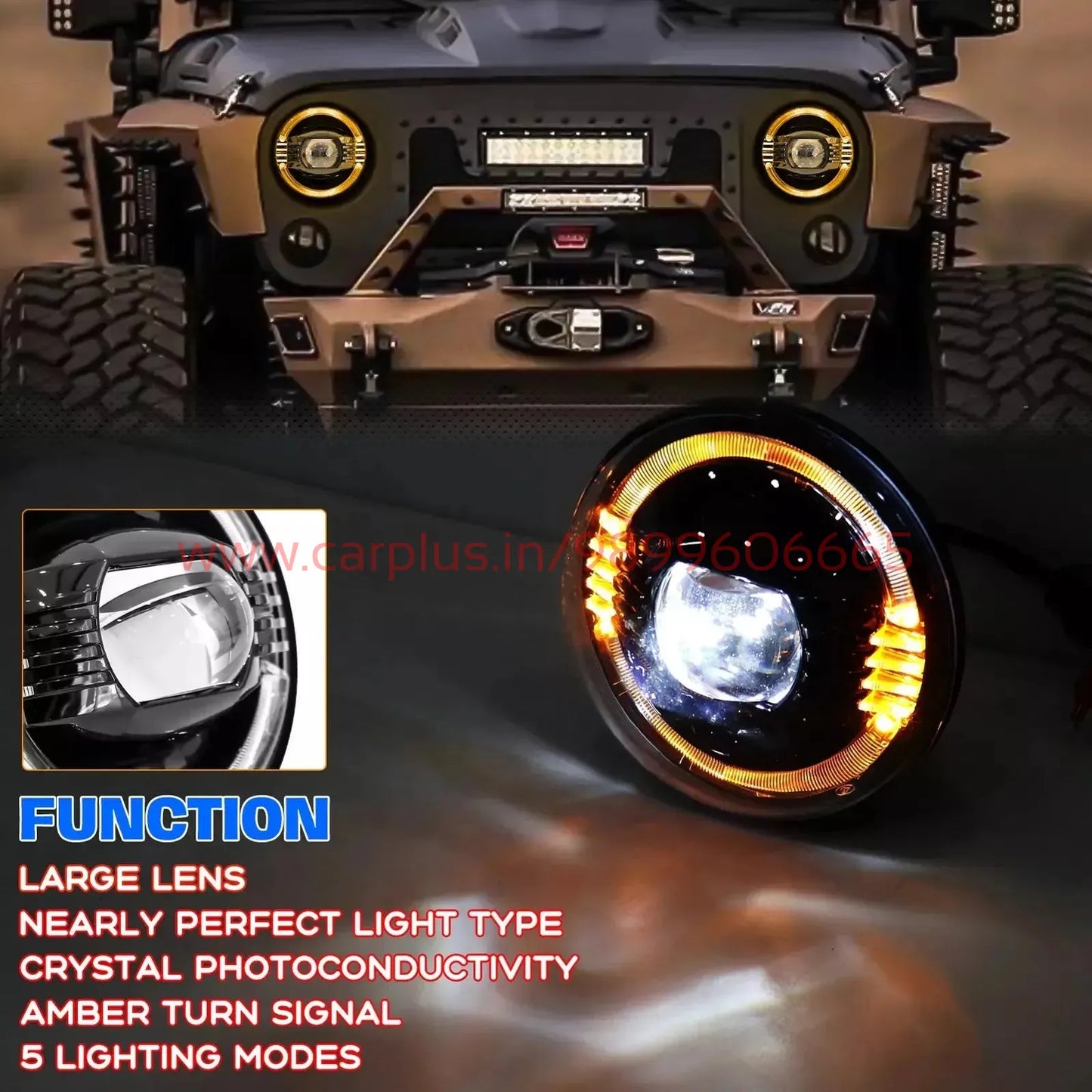 
                  
                    New Design Powerful Wrangler HeadLight for Mahindra Thar-AFTERMARKET HEAD LIGHT-RETRO-CARPLUS
                  
                