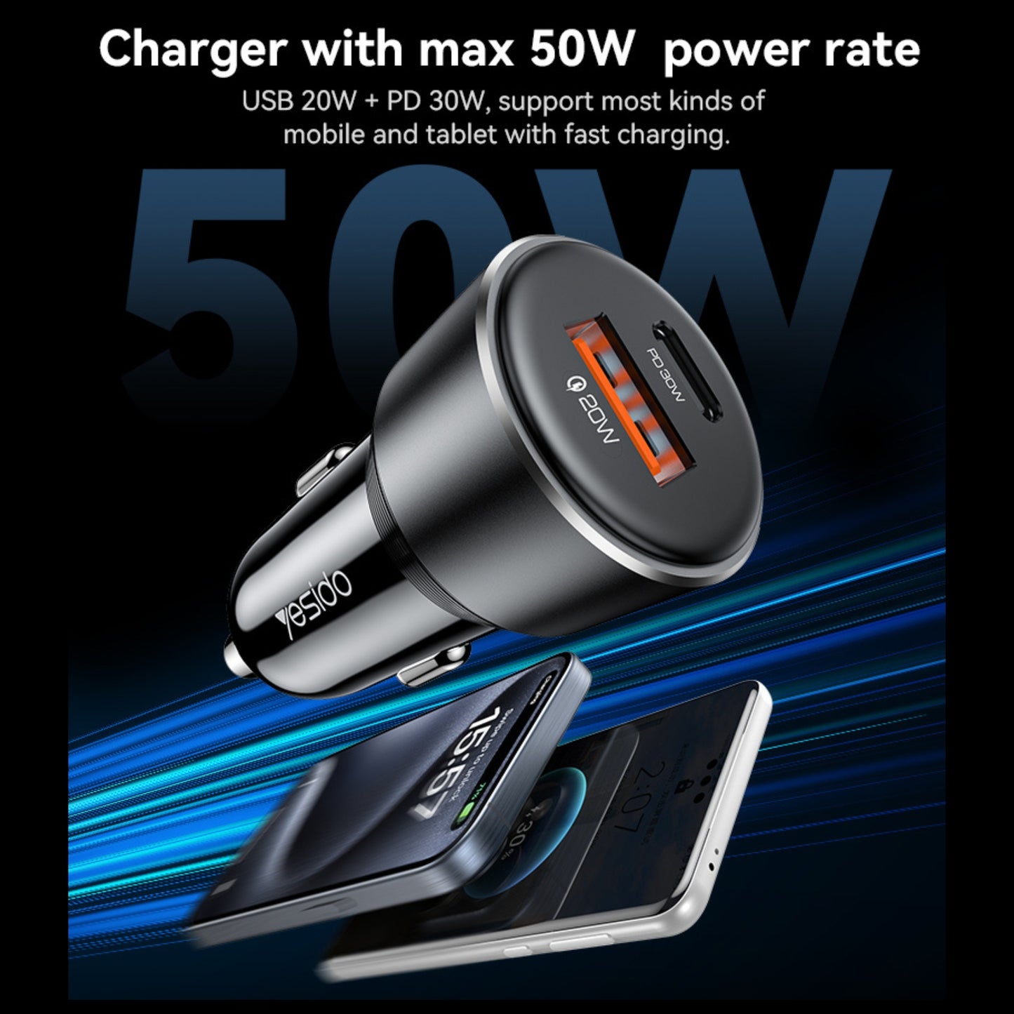 
                  
                    YESIDO Y64 USB-C 30W Super Fast Charging, USB-A 20W - PPS Protocol-CHARGER-YESIDO-CARPLUS
                  
                
