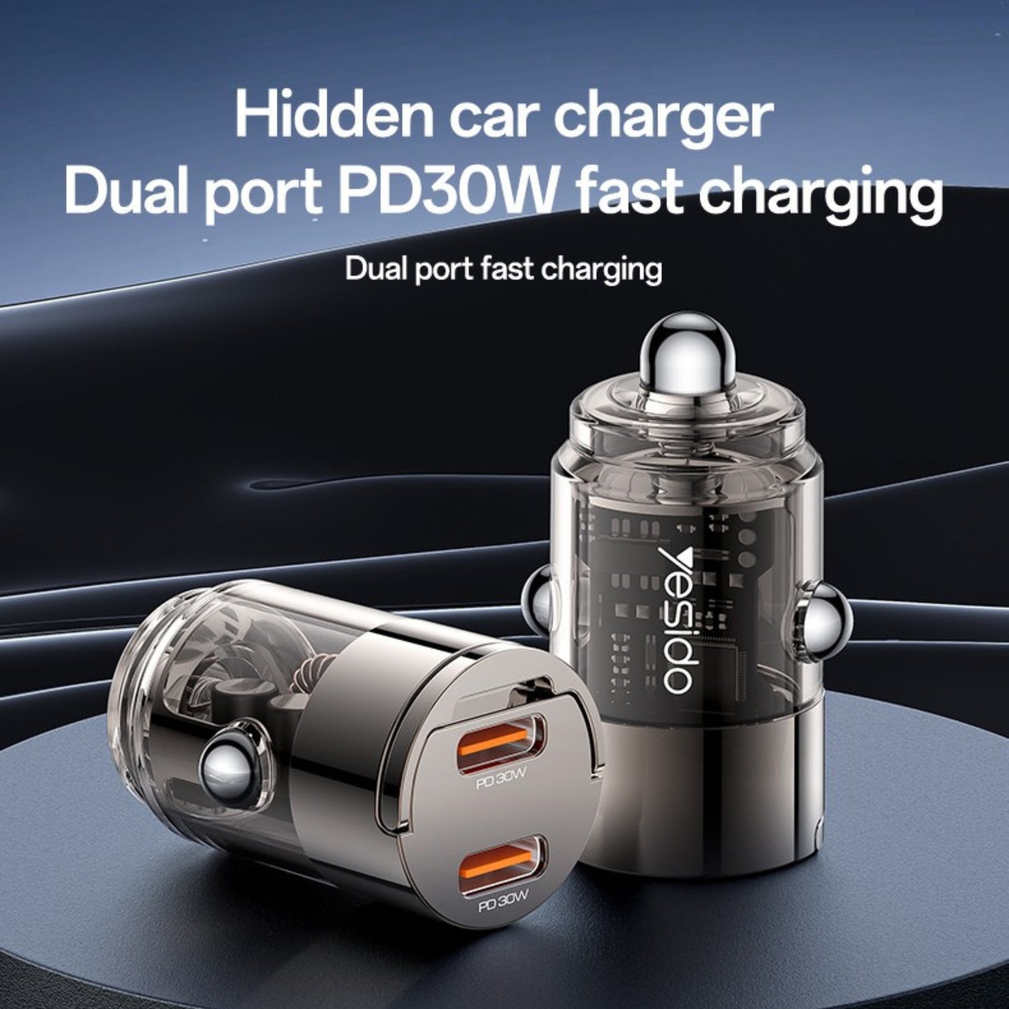 
                  
                    YESIDO Y69 Super Fast Dual USB-C PD30W Mini Zinc Alloy Car Charger-CHARGER-YESIDO-CARPLUS
                  
                