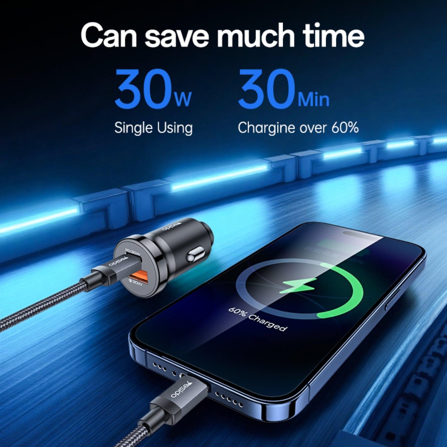 
                  
                    YESIDO Y72 PD30W Dual Port Super Fast Charger With 1M C+C 60W Cable-CHARGER-YESIDO-CARPLUS
                  
                