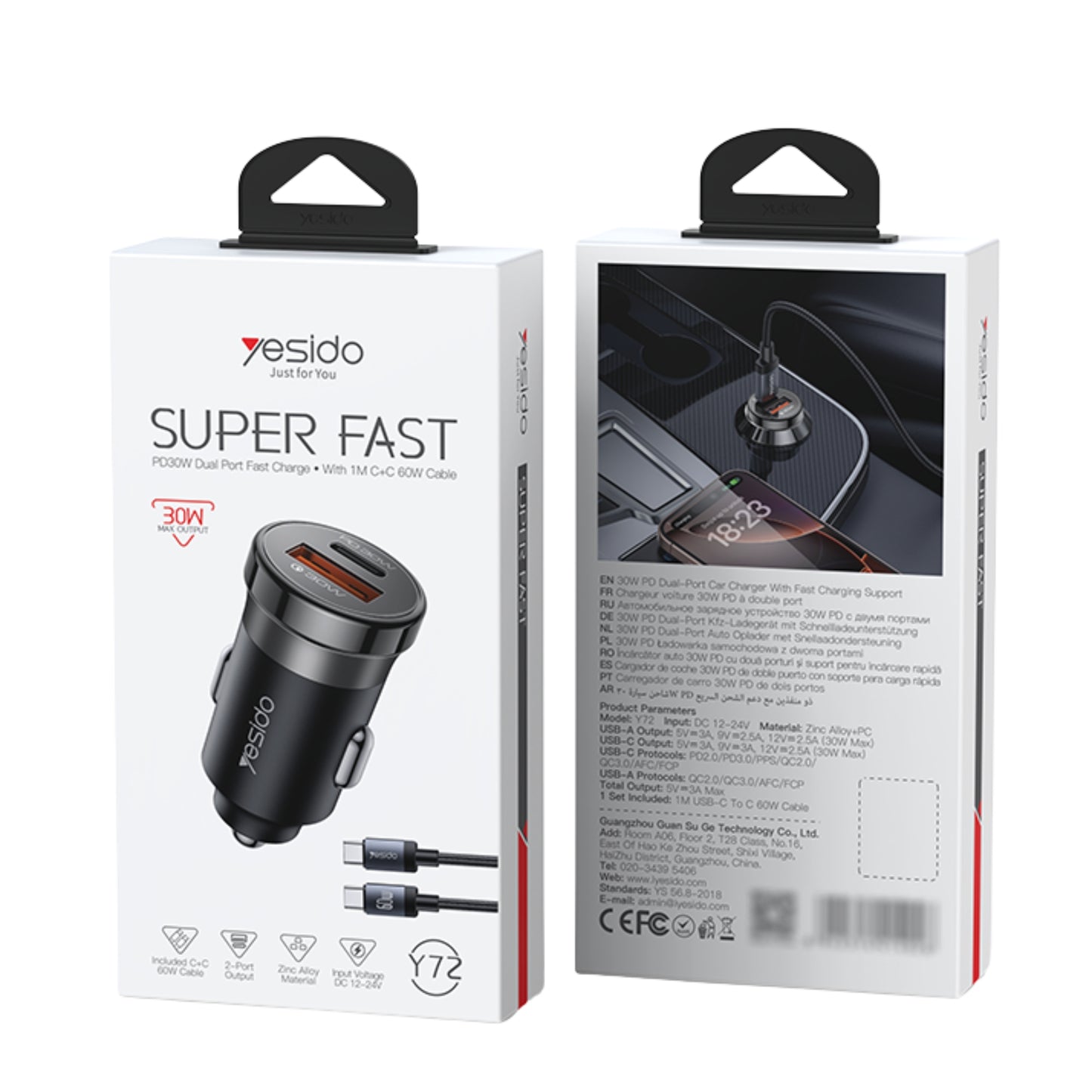 
                  
                    YESIDO Y72 PD30W Dual Port Super Fast Charger With 1M C+C 60W Cable-CHARGER-YESIDO-CARPLUS
                  
                