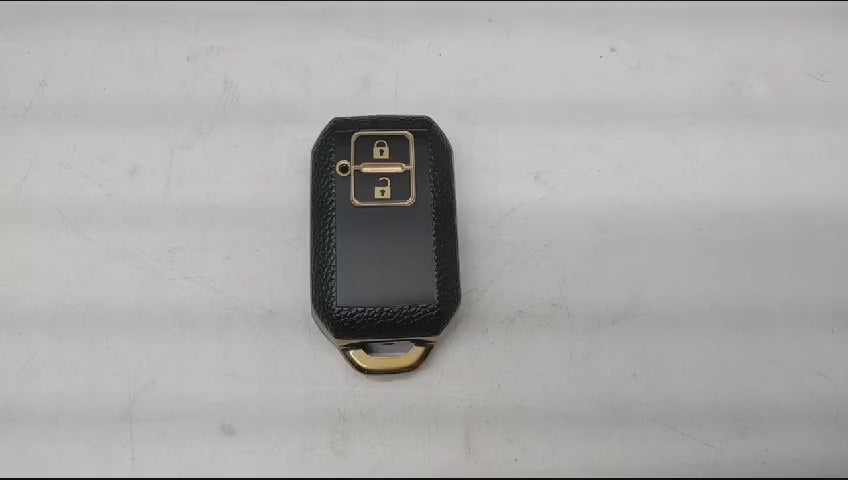 
                  
                    Load and play video in Gallery viewer, KMH Leather Key Cover for Suzuki with Keychain(D2)-Gold/Black
                  
                