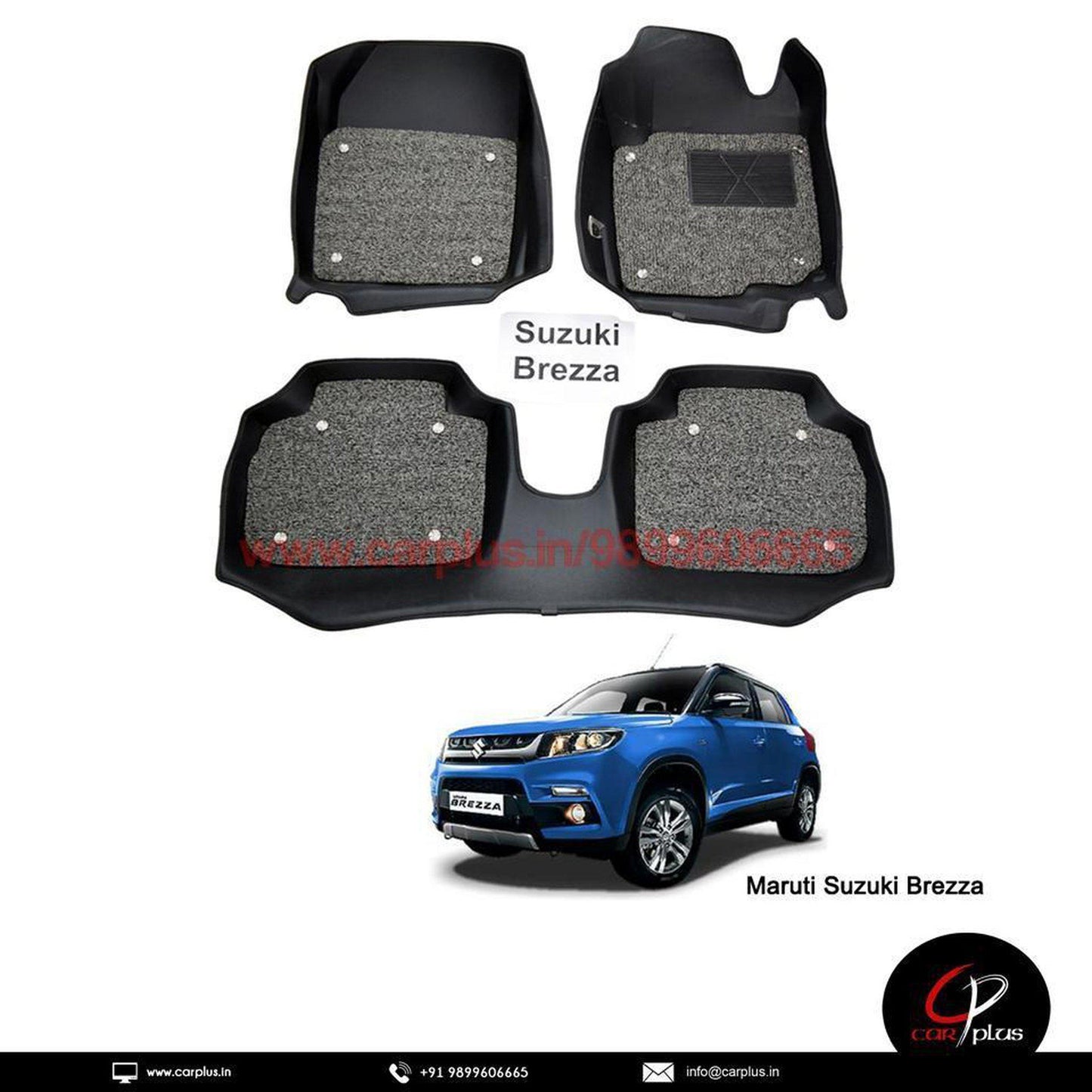 KMH 7D Mats For Maruti Suzuki Brezza M/T Black KMH-5D + COIL MATS 7D MATS.