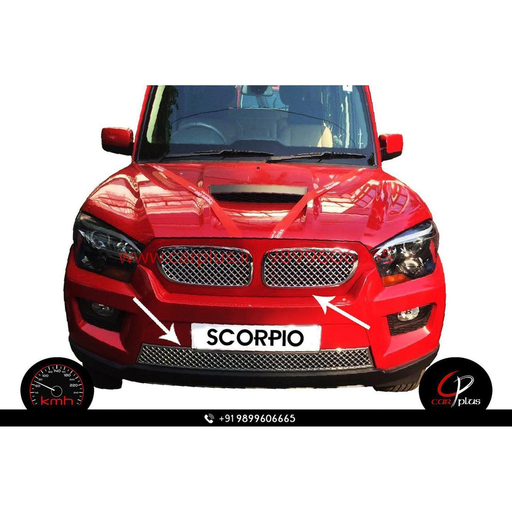KMH Front Grill Chrome BMW Design for Mahindra Scorpio (2014, Set of 2Pcs) CN LEAGUE EXTERIOR.