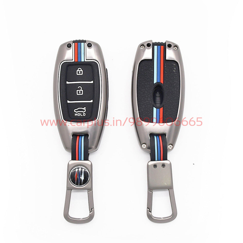 KMH Metal With Silicone Car Key Cover for Hyundai (D1)-KEY COVER-KMH-KEY COVER-CARPLUS
