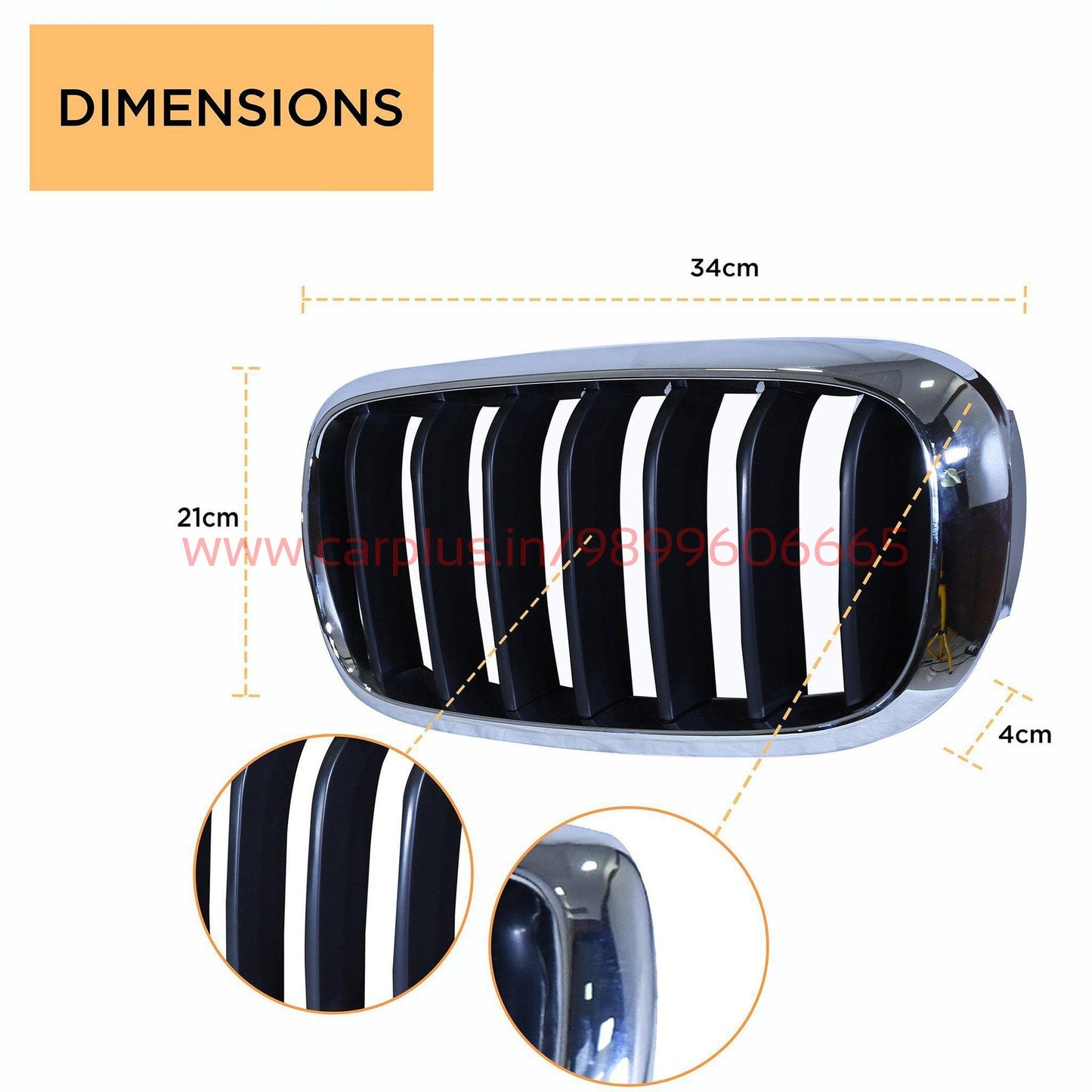 
                  
                    KMH Replacement Grill for BMW X5-F15 (Outer Chrome with Black Fins, Set of 2pcs) KMH-GRILLS GRILLS.
                  
                