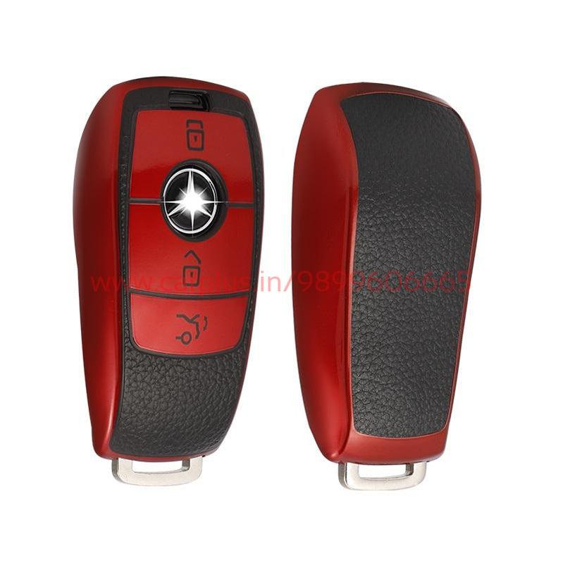 KMH TPU Leather Key Cover for Mercedes Benz (B09H-L03)-TPU KEY COVER-KMH-TPU KEY COVER-RED-CARPLUS