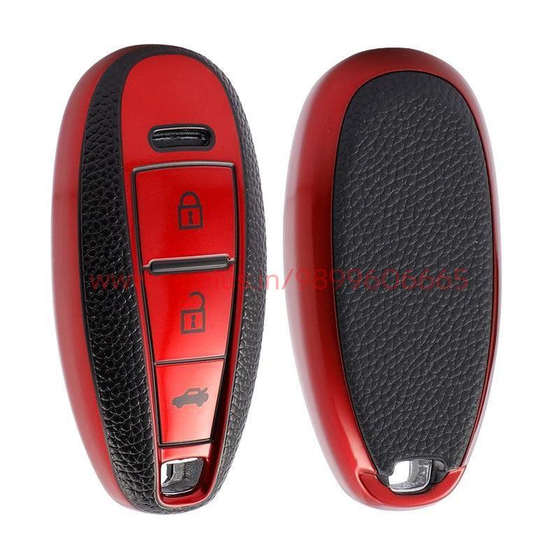 KMH TPU Leather Key Cover for Suzuki (SZK-A09H-C03)-TPU KEY COVER-KMH-TPU KEY COVER-RED-CARPLUS