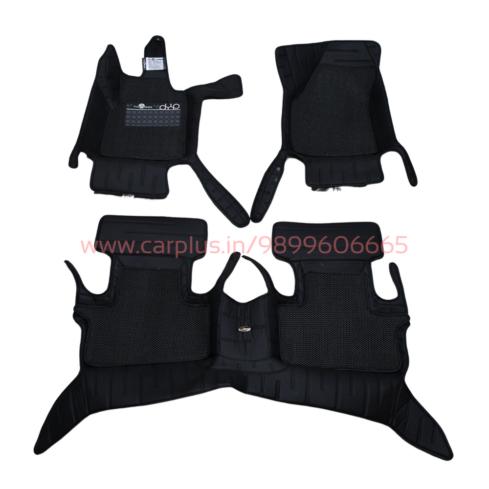 Top Gear 4D BOSS HC Leatherite Mats for Tata Harrier (1st GEN, Black-HC-Coffee//Vanilla)-7D MATS-TOP GEAR-CARPLUS