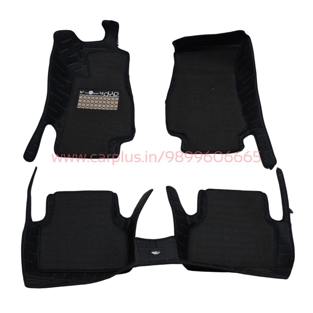 Top Gear 4D Rody HC Leatherite Mats for Audi A6 (Black, HC-Coffee//Silver)-7D MATS-TOP GEAR-CARPLUS