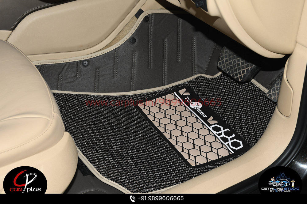Top Gear 4D Rody HC Leatherite Car Mats for Audi A6 (Vanilla/Mouse (HC-Coffee/Silver)-7D MATS-TOP GEAR-CARPLUS