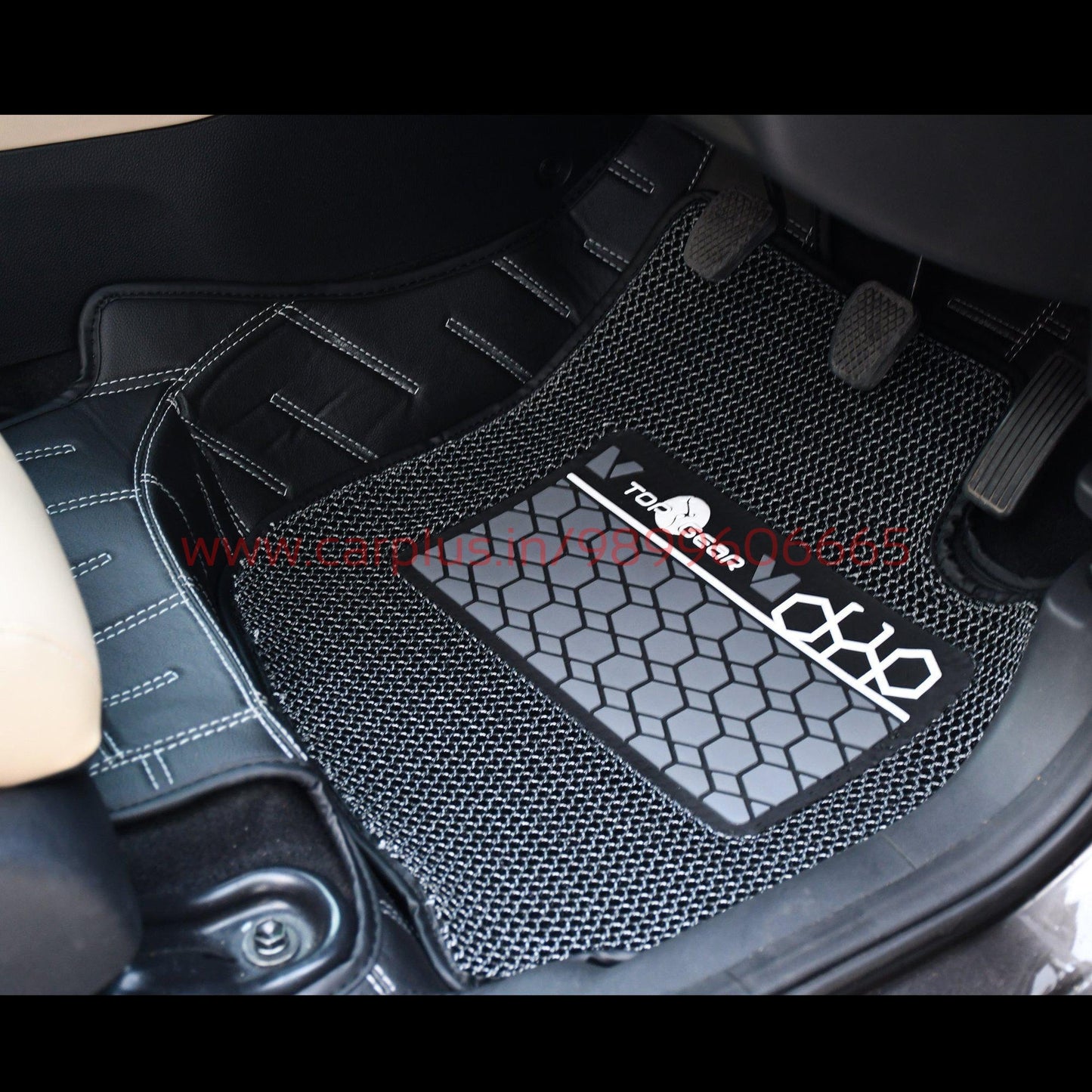 Top Gear 4D Rody HC Leatherite Car Mats for Honda City V (7th GEN) Black (HC-Grey//Black)-7D MATS-TOP GEAR-CARPLUS