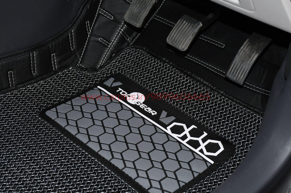 Top Gear 4D Rody HC Leatherite Mats for Hyundai Aura (1st GEN, Black, HC-Silver//Black)-7D MATS-TOP GEAR-CARPLUS