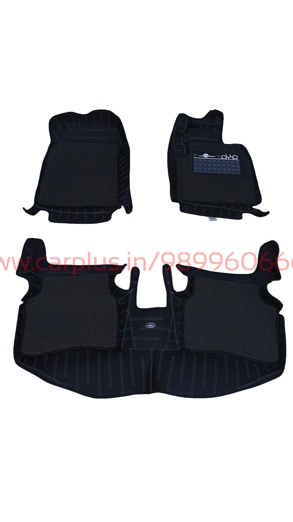 Top Gear 4D Rody HC Leatherite Car Mats for KIA Sonet (1st GEN, Black)-7D MATS-TOP GEAR-Grey//Black-CARPLUS